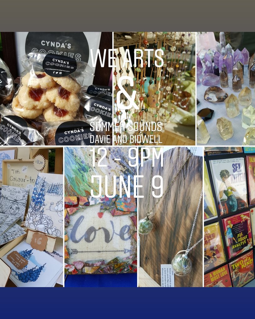 IsabelleBottin's tweet photo. WE Arts and Summer Sounds here in the West End all day from 12 till 9 live music and beer gardens available come out and have some fun by the sea! Location Bidwell and Davie Street. https://t.co/ltJHwzxvG0