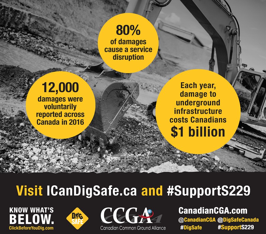 Utility_Safety's tweet photo. Help protect underground infrastructure with your support of Bill S229. Go to https://t.co/0xlDJwGyEE to reach out to your Federal MP. Let them know you #SupportS229 https://t.co/6tBTBlfURG