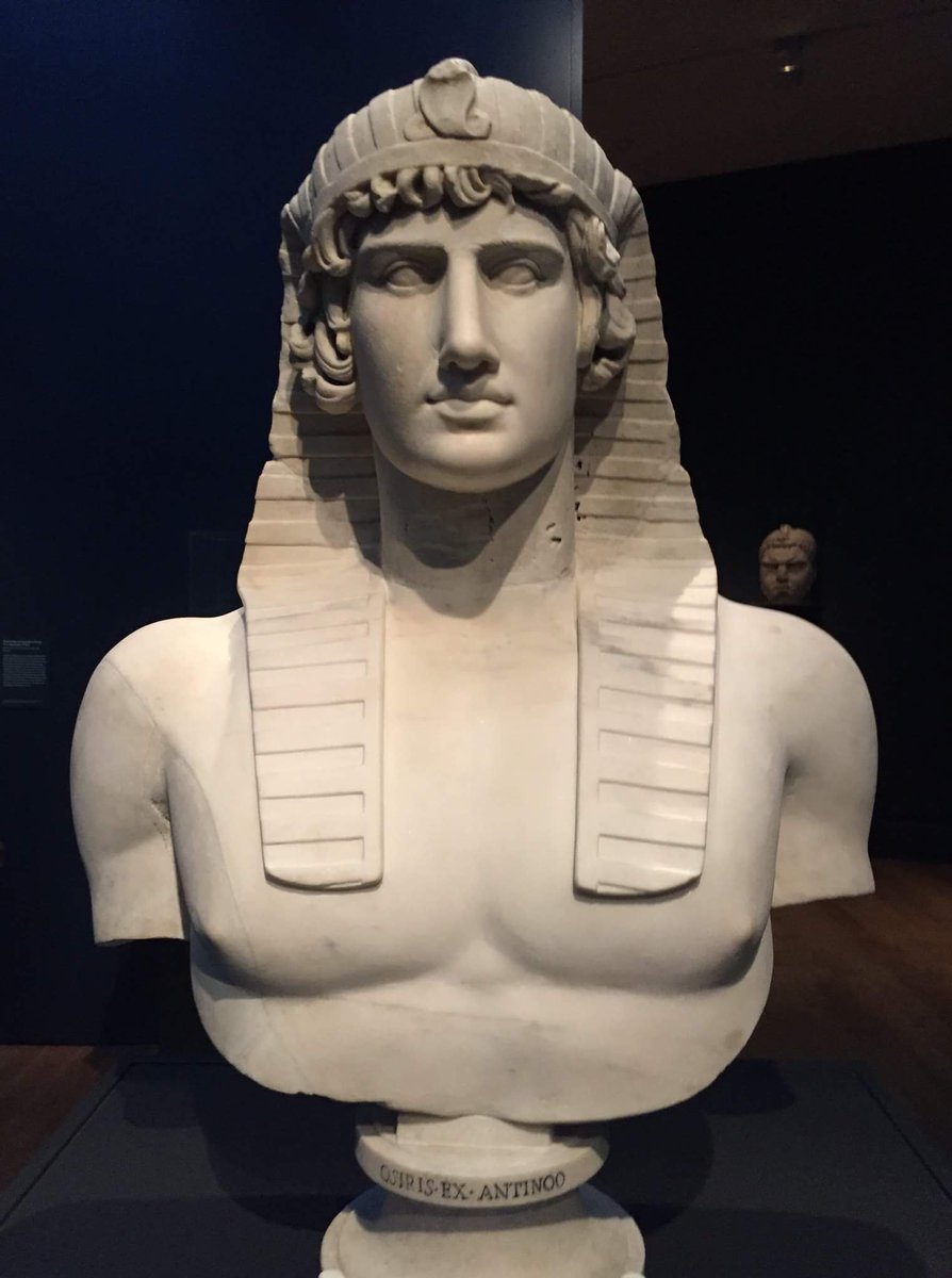 antinousgaygod's tweet photo. #Antinous is a star in LA! In the spotlight at @GettyMuseum #BeyondTheNile exhibition now til 9 Sept 2018. #Antinoos/#Osiris bust from @MuseeLouvre among 200 objects showing how #Egyptian art influenced Greek/Roman art. Photos: #RickThompson. More images: https://t.co/71qn9BuCce https://t.co/U4td4yDSrl