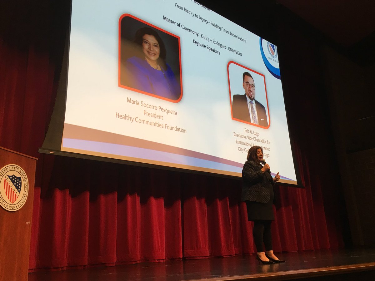 Maria Socorro Pesqueira, President of the Healthy Communities Foundatipn sharing her story of “History &amp; Legacy” as a graduate of <a href="/argohs217/">Argo Community HS</a> &amp; resident of Summit IL <a href="/LULACIllinois/">LULAC of Illinois</a>