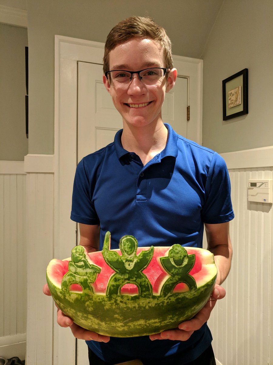 MrSteinbrunner's tweet photo. I couldn’t be more amazed at this work of fruit art. Congrats on graduating Greg! It was a pleasure working with you the last 4 years! #lkwdmusic #rangerpride #bandart #lkwdbands 🍉 🎶 https://t.co/uqAhv6RHtJ