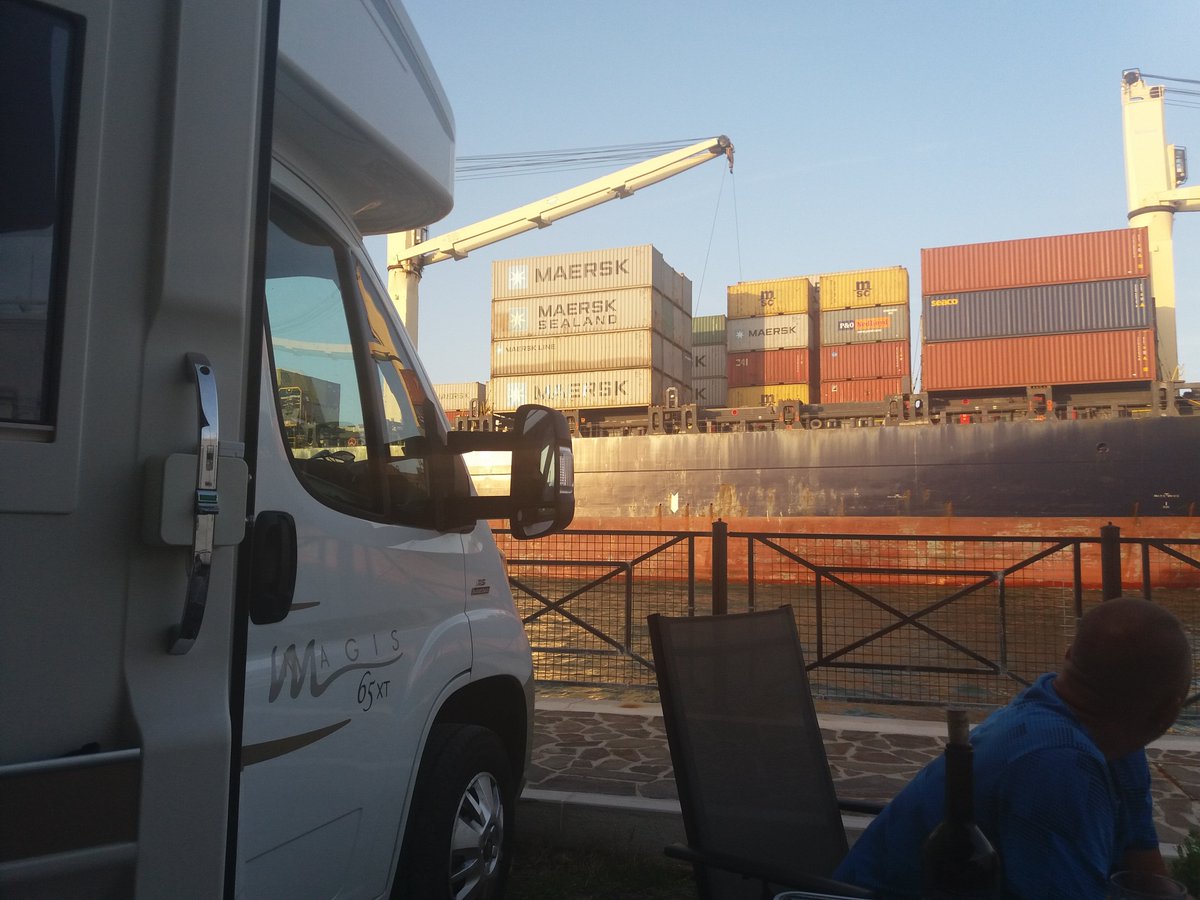 adamsmolnik's tweet photo. Docker in the real life - campering with my Wife and our friends across Italy - today Venice port and camping https://t.co/db7rvBn6zy