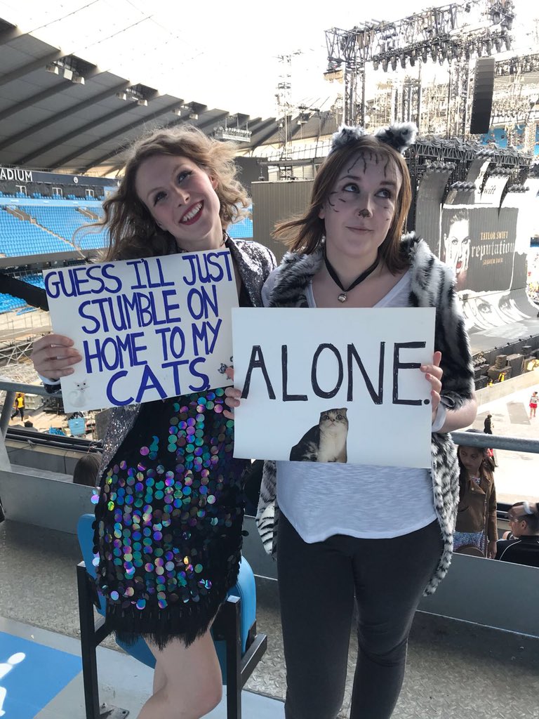 AnnaDawsonLive's tweet photo. About to see @taylorswift13 with my besties! 😍 So excited for the show! Little bit gutted we didn’t know merch and @taylornation are outside and we can’t go back out 😥 But we’re partying on down making friends with our neighbours in block 228! #swifties #repTourManchester https://t.co/HcFg881SFo