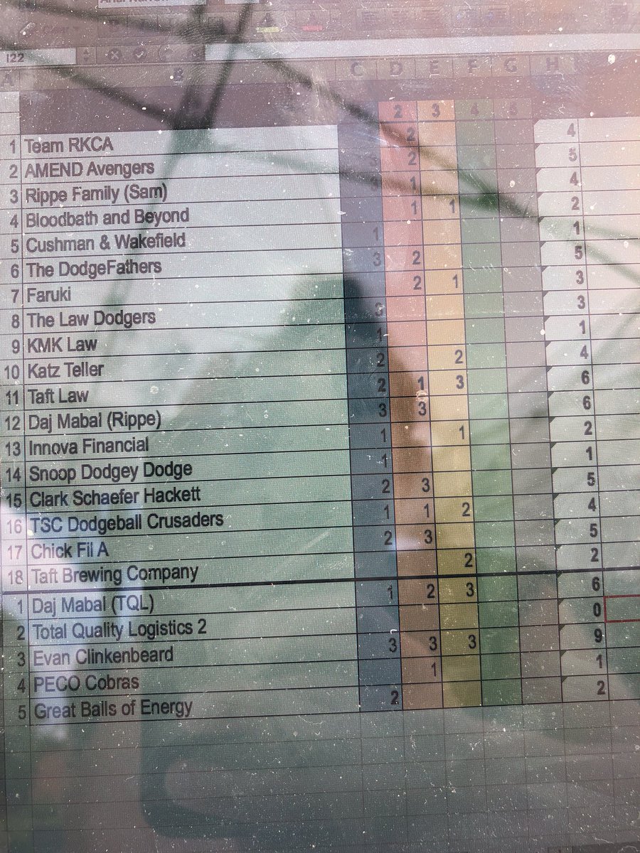 PLNetwork's tweet photo. Current PLN Dodgeball Standings! https://t.co/IA3sLWSkHD