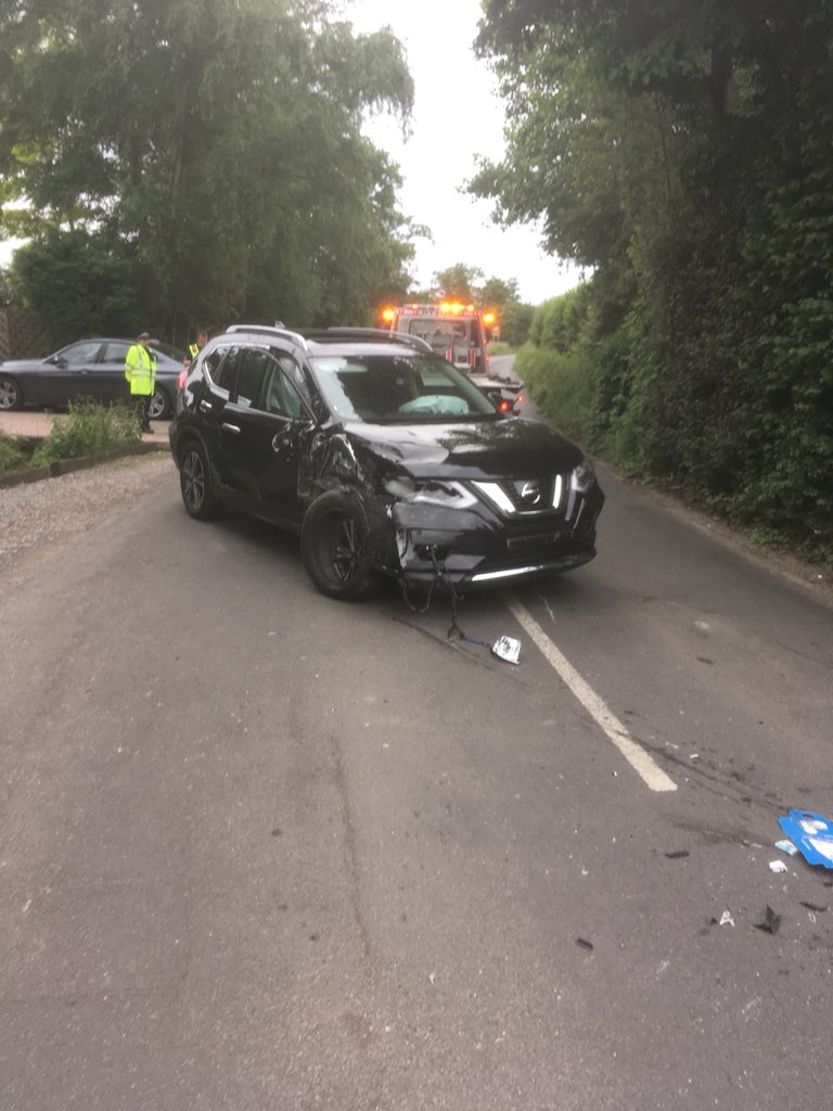 KentSpecials's tweet photo. The result of what happens when someone overtakes cyclists on a bend on a country road with oncoming vehicles. Fortunately only minor injuries but could of been much worse #ReadTheRoad #OvertakeWithCaution #SCWest https://t.co/xQxMzmUWLG