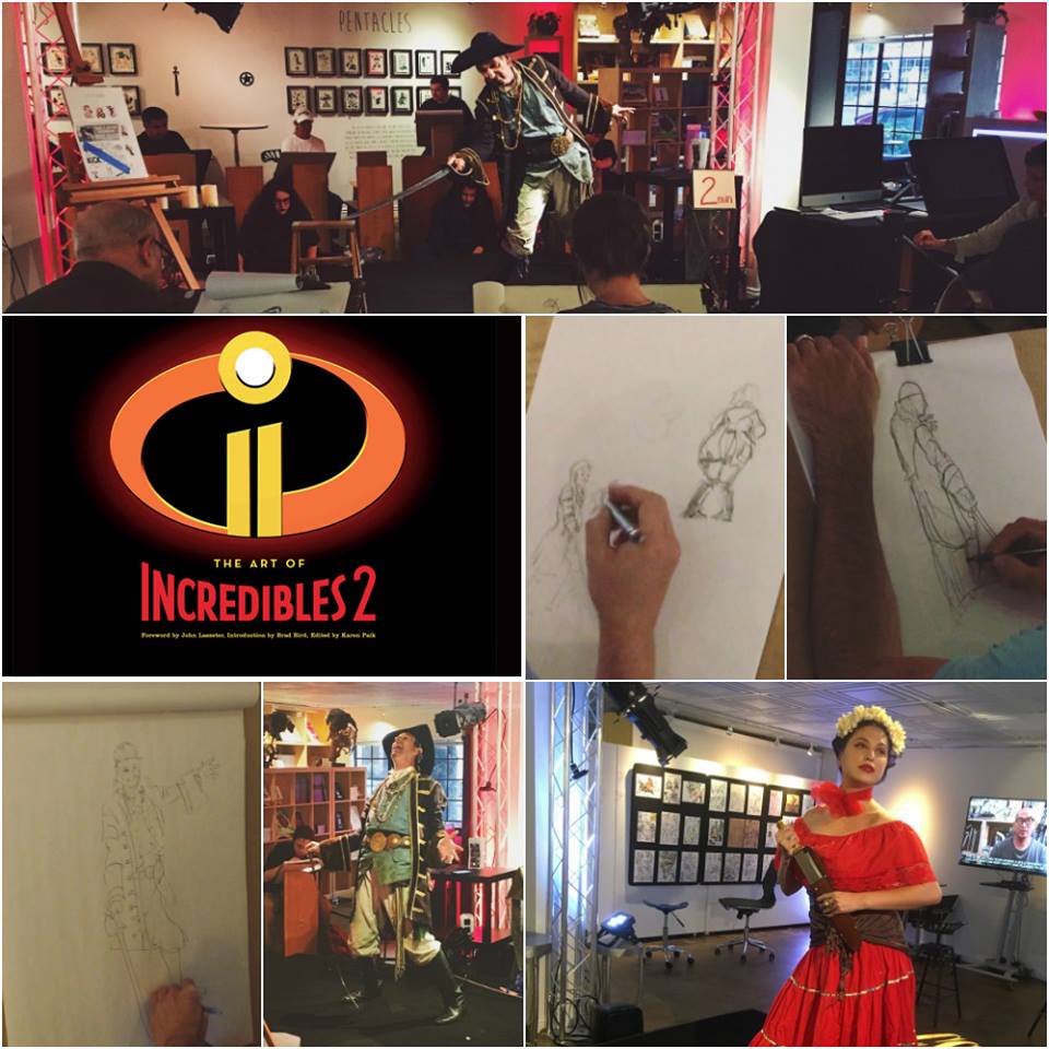atcsg's tweet photo. To Celebrate the Opening of Incredibles 2 we are having an Incredibles 2 Day with 2 Models for SketchFEVER. Join us on Wednesday with models Gabby Grave &amp; John Mackey for our Superhero vs Supervillain session. Reserve your drawing bench now https://t.co/A5dv1RYSx2 #incredibles2 https://t.co/Z0g0LrI2Fx