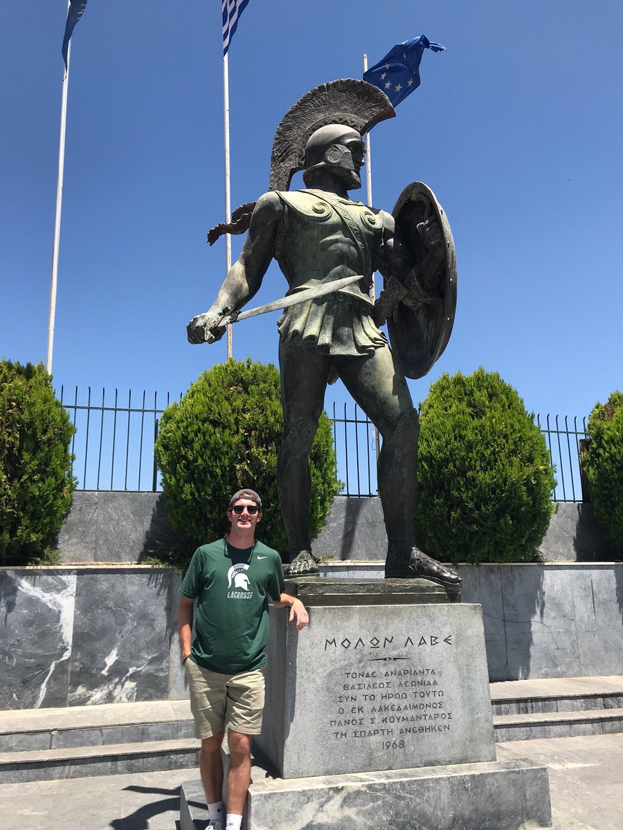Twitter पर Msu Men S Lacrosse Junior Midfielder Mike Witte Is Spending Time In Europe This Summer And Just Visited The Statue Of Arguably The Most Famous Spartan In History Leonidas Molonlabe Spartanswill