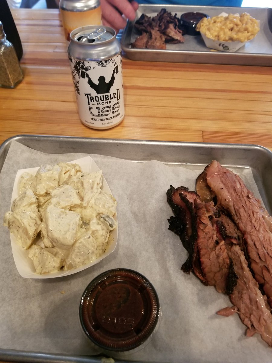 We started our Central Alberta #CraftBeerCrawl with meaty goodness from <a href="/redboarsmokery/">Red Boar Smokery</a> and a delicious new beer from <a href="/TroubledMonk/">Troubled Monk</a>. #reddeer