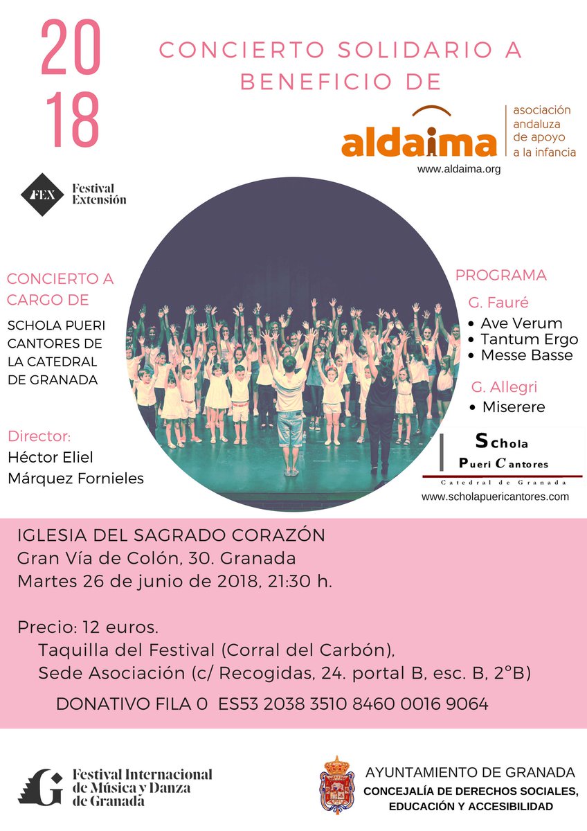 AldaimaONG's tweet photo. Concierto Solidario a beneficio de Aldaima. 
Nuestro compromiso es la infancia. ¡Ayúdanos a conseguirlo!
Compra tus entradas en la sede de Aldaima, calle Recogidas nº 24, o llamando al 958 255 203. https://t.co/28shq9FmCE