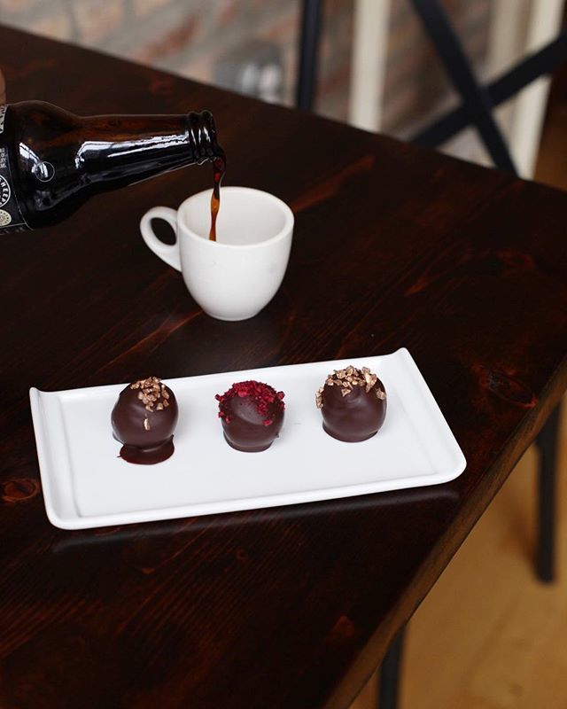 Pouring beer into espresso cups today as we prepare for our collaboration beer release and panel discussion with @3sheepsbrewing and @katherineanneconfections, hosted by <a href="/fewbrews/">Few Brews</a> at @sl33pingvillag3. ift.tt/2MfwYtI