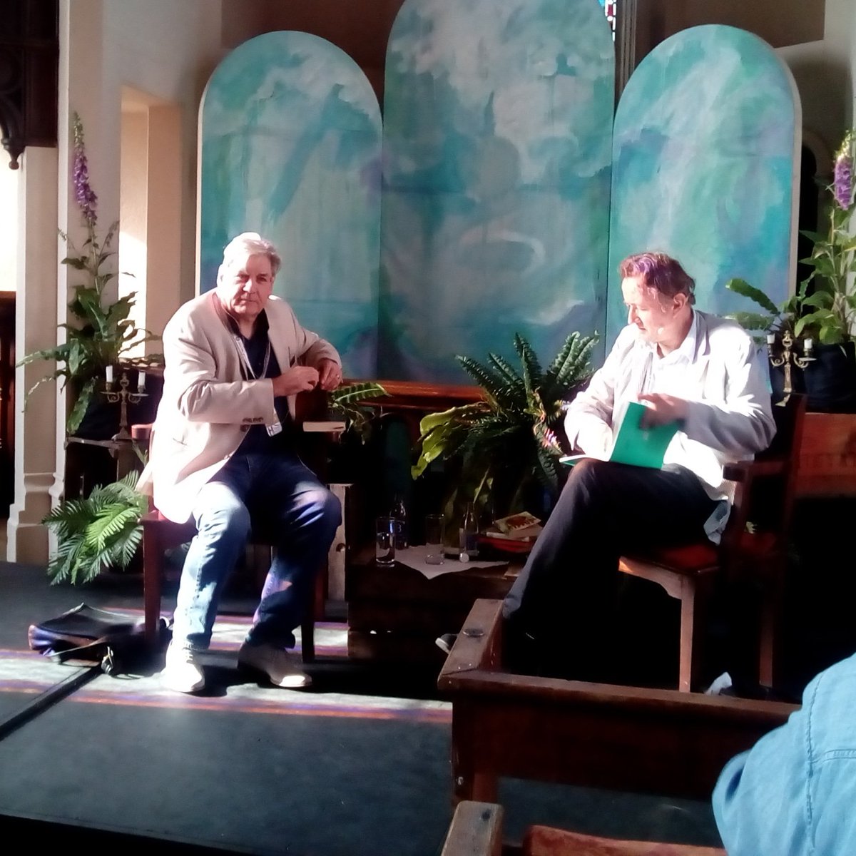 CormacKinsella's tweet photo. Wonderful event @Writingandideas with Patrick McGrath in convo with Roy Foster. #borris #carlow #patrickmcgrath #royfoster #thewardrobemistress @HutchinsonBooks https://t.co/ZfwNKGGRta