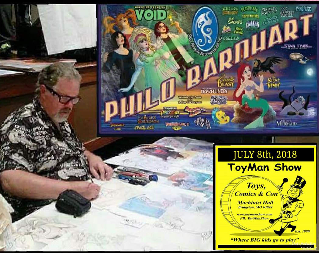 toymanstl's tweet photo. ToyMan July 8th show is next up with PHILO BARNHART (DISNEY artist) &amp; CHARLES D. MOISANT (Illustrator, Comic Creator &amp; Actor) along with 130+ Vendors in 230+ tables https://t.co/BL2J9goNkK
