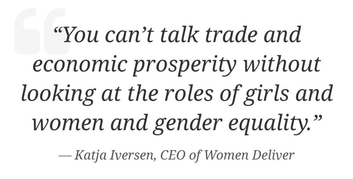 WomenDeliver's tweet photo. “You can’t talk trade and economic prosperity without looking at the roles of girls &amp; women &amp; gender equality. This is relevant to any issue that is on the G-7 agenda. This is not a side issue. It is not a ‘nice to.’ It is a ‘need to.’” -@Katja_Iversen https://t.co/WndRIg5QM8 https://t.co/6pxVvWZ66S