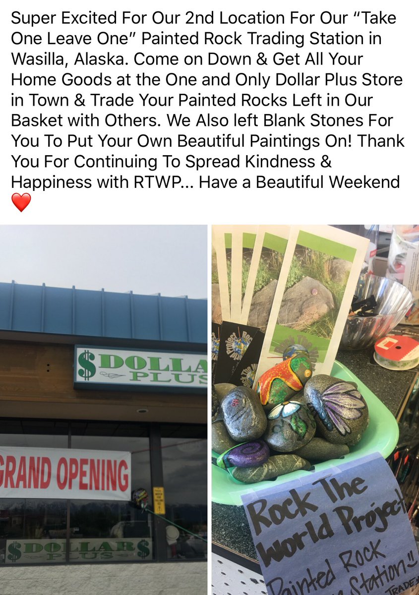 R_T_W_P's tweet photo. 2nd Location in Wasilla, Alaska! Truly Humbling and Thankful For Both Locations in Joining to Spread Joy &amp; Kindness “ One Painted Rock at a Time” #Kindness https://t.co/oHMLgv3PNC