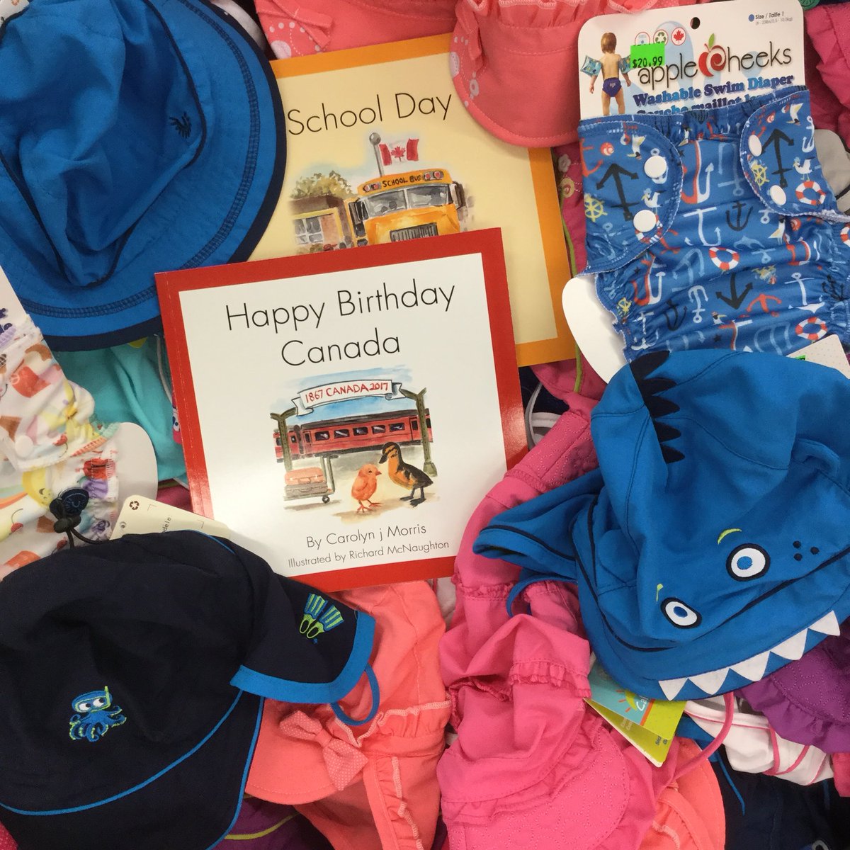 CarolynjMorris's tweet photo. I had no idea you could purchase washable swim diapers. #EverythingForBabies #Alliston has everything for summer including my #books. #summer2018 #shoplocal https://t.co/XO6U4IqwoE