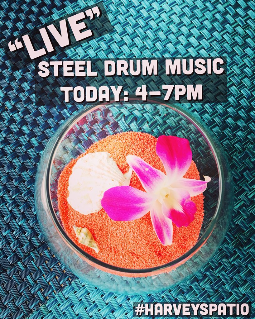 _Harveys's tweet photo. 🎶 Live Steel Drummer on the #HarveysPatio! 🎶 Join us for music and a brand new Caribbean Seasonal Menu and cocktails! 🌺 

#saginaw #saginawmi #saginawmichigan https://t.co/CaL44nMUx8