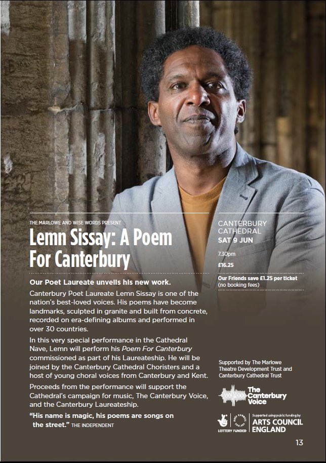 Wonderful celebration of creativity tonight at <a href="/No1Cathedral/">Canterbury Cathedral</a> with world premiere of ‘Cantuarian’ - new poem for Canterbury by brilliant #CanterburyLaureate <a href="/lemnsissay/">lemn sissay OBE FRSL</a> with top performances from Cantebury’s young poets and musicians #ACEsupported <a href="/wisewordsfest/">Wise Words Festival</a> <a href="/marlowetheatre/">The Marlowe Theatre</a>
