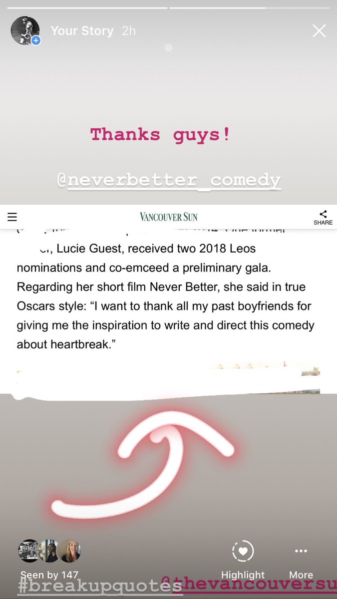 Lucieguest's tweet photo. Thanks (past) guys! @leoawards @aclosurecomedy #heartbreak #inspo @VancouverSun https://t.co/wQYYjy0mla