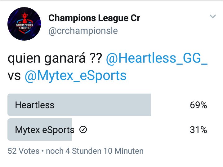 Mytex_eSports's tweet photo. The underdogs won 2-0 (3-0;3-0) in the first matchday of @crchampionsle's 4th group.
Ggs to @Heartless_GG_ ! 💚 https://t.co/JK5DQp596s