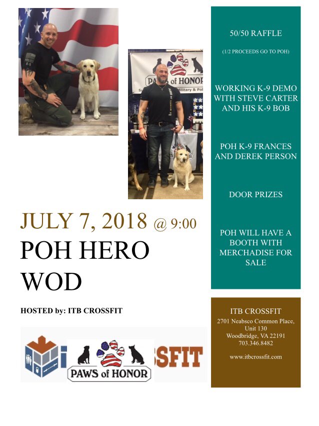 Please come out and support this event, if you can’t make the event PayPal me and I will make sure the money gets donated to Paws Of Honor. #pawsofhonor #policeworkingdog #workingdogs #policedog #militaryworkingdog #CrossFit