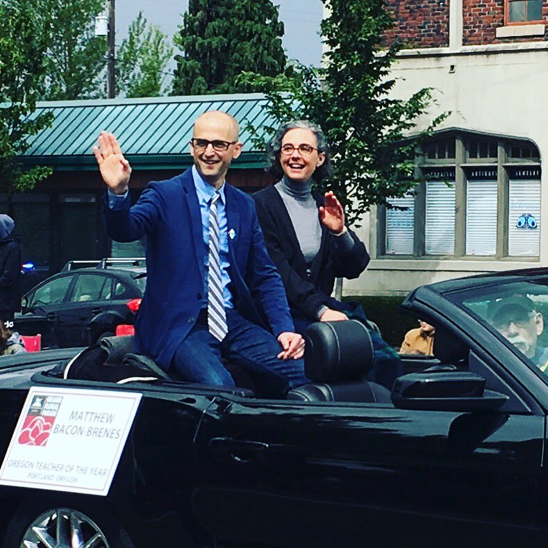 MattOTOY18's tweet photo. Thank you, Portland and the Rose Parade coordinators for the honor to ride in this year’s event! Felt a lot of love and appreciation for educators. https://t.co/CxubOFasAF