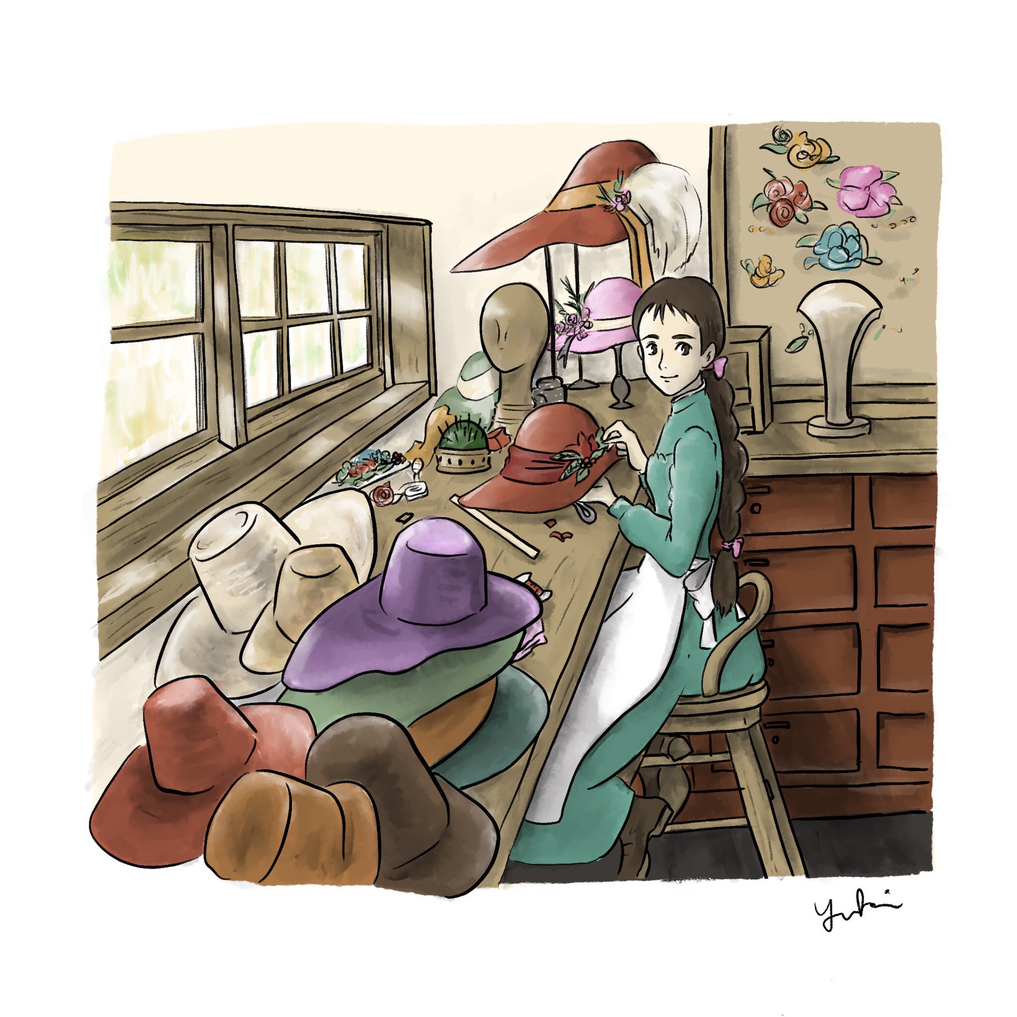 トモマツユキ 帽子屋のソフィー 窓際のアトリエってすごく可愛いし憧れる ハウルの動く城 ソフィー スタジオジブリ ジブリ イラスト通り イラスト王国 イラスト基地 少しでもいいなと思ったらrtorフォローお願いします T Co Ndbpjacmil
