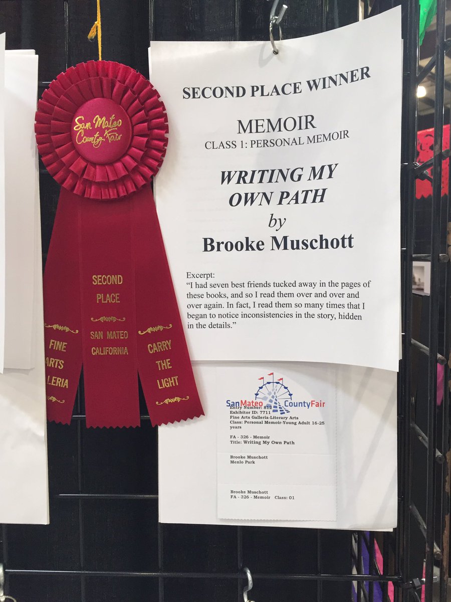 MissRCSMC's tweet photo. I entered my Miss California Blog Post in the San Mateo County fair, and won second place! Come see me talk about writing and the doors that can open with enough enthusiasm on the Literary Stage at the fair at 6 tomorrow. https://t.co/O81lxM1NKe
