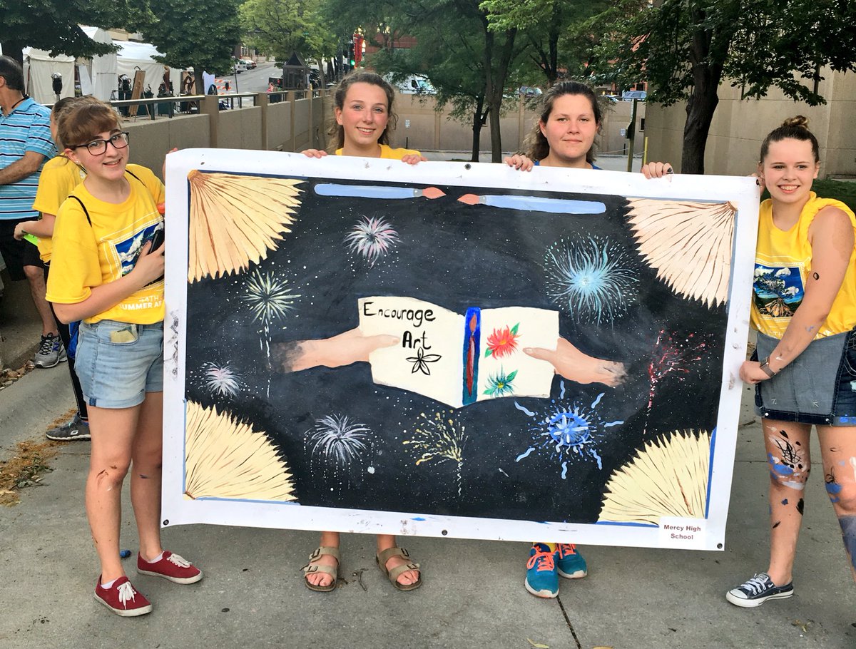 MercyArtDept's tweet image. Summer Arts Festival HS mural results: WINNING afternoon team = Mercy!  Congrats! Show your Mercy 💙 and vote at #OSAF on Sunday! @claire_fink_ @MercyHighSchool