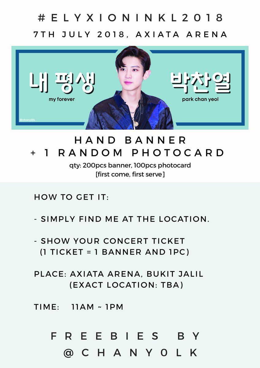 chany0lk's tweet photo. HELP RT! 

UPDATED: @chany0lk fan support for Chanyeol for #elyxioninmy #ElyXiOninMalaysia 💞

Deets are in the pictures. Follow me for more information 🖤 https://t.co/cxZyfqxyJN
