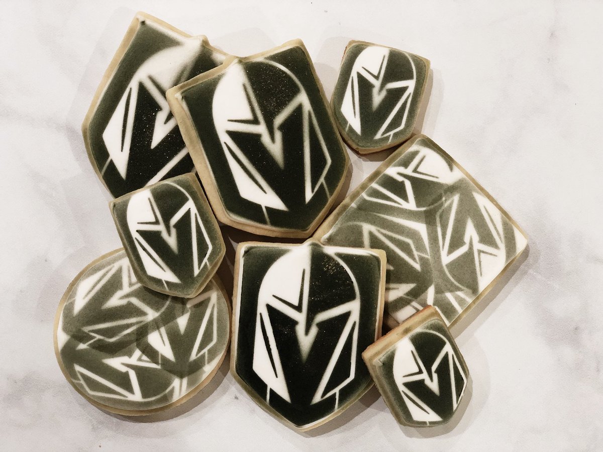 andieveronica's tweet photo. I have about 4 dozen left over assorted Golden Knight cookies leftover!! Comment if you want them, selling price is $25.00 a dozen! Get em while they last, I’ll post sold on this whenever they are all gone!! @GoldenKnights #vgk #goknightsgo #notjustwhenwewin https://t.co/G6Xw1K5zCM