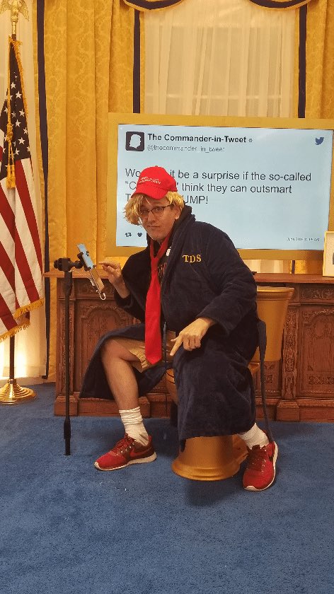 jaylsisak's tweet photo. Just tweeting from the toilet, a la Donny, commander in commode. ⁦@TheDailyShow⁩ ⁦@CareyGLY⁩⁦@realDonaldTrump⁩

#DailyShowLibrary https://t.co/c3oAGr4m7f