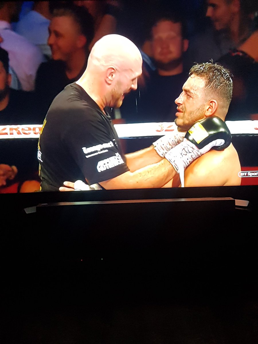 BoxingsFinest24's tweet photo. Return of the mack @Tyson_Fury  #FurySeferi  looked like there were more hard hitting punches in the crowd but good to see him back https://t.co/8ic9F0GKCy
