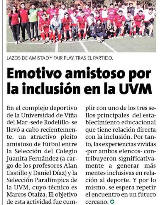 Fut7Vina's tweet photo. Gracias #LaEstrella por la nota sobre el amisto junto al colegio Juanita Fernández ⚽, agradecidos por la difusión👏.

#UVM #DEPORTE #Futbol7Paralimpico #CPFOOTBALL #inclusion #vamoquevamo #instachile #sport #equipo #viña #vregion #FENAFUT #FECPC https://t.co/iJkIPyE1s9