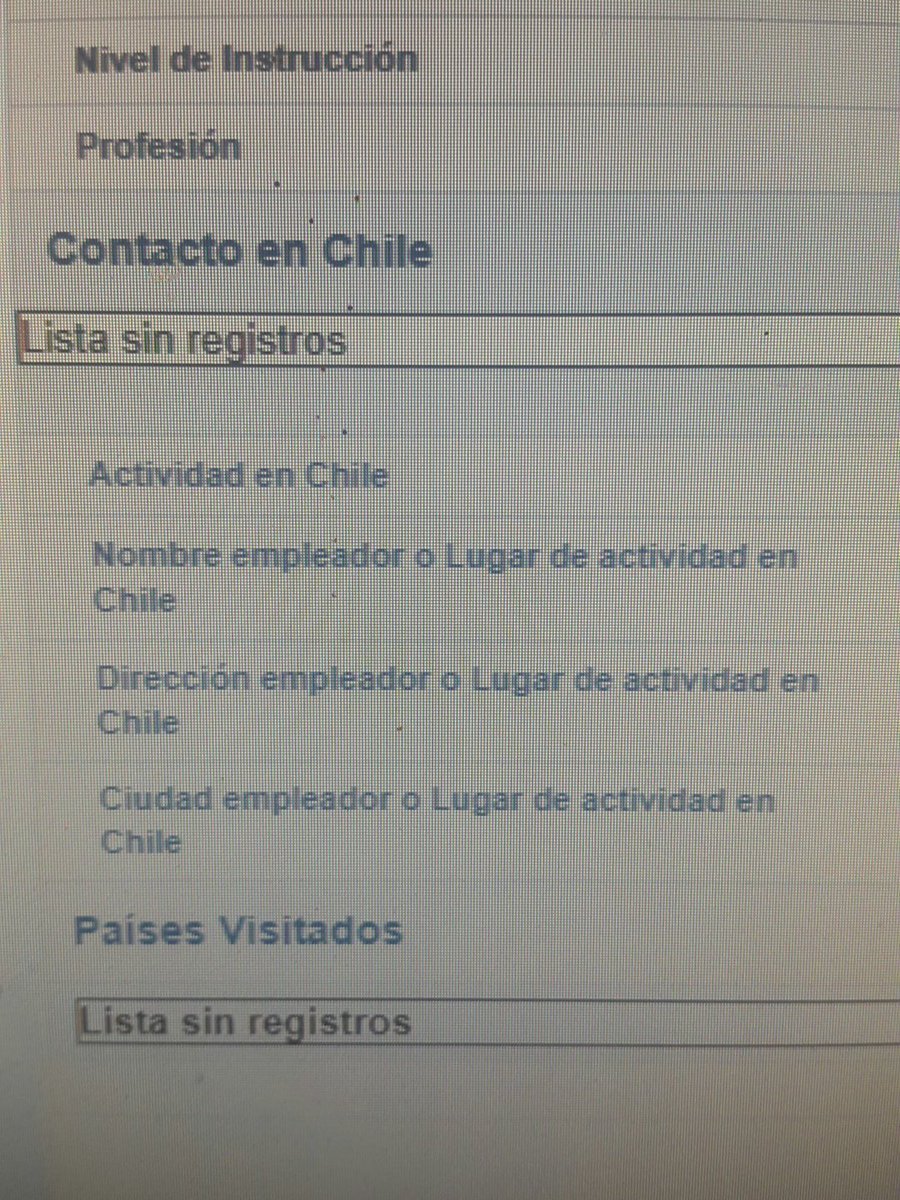 ARQamlc's tweet photo. #VisaResponsabilidadDemocratica estoy haciendo la solicitud pero no me permite ingresar a "contacto en chile". Ni al momento de verificar mis datos. Es normal? https://t.co/TyKWNHP3Yh