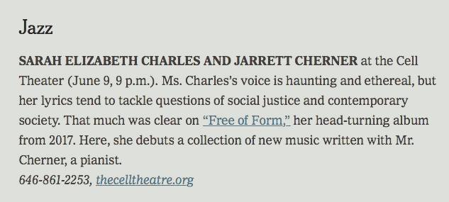 TONIGHT in NYC
TONE: duo w/ <a href="/secsounds/">Sarah Elizabeth Charles</a> 
9pm at <a href="/thecelltheatre/">the cell</a>
Thanks to <a href="/nytimesmusic/">New York Times Music</a> for the preview!