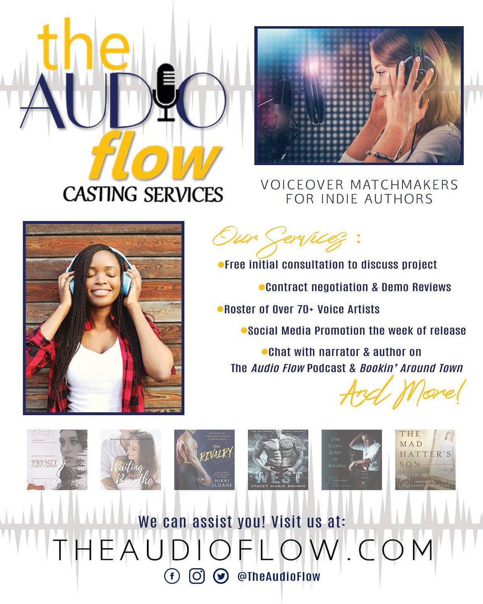 jocq_miche113's tweet photo. June is Audiobook Month and if your book isn't on audio, you're missing out. Take advantage of 10% off The Audio Flow Perfect Match Package today and let us find you the 'perfect voice' listeners will love. #JIAM #LoveAudiobooks @theaudioflow https://t.co/4zypTqnIOO