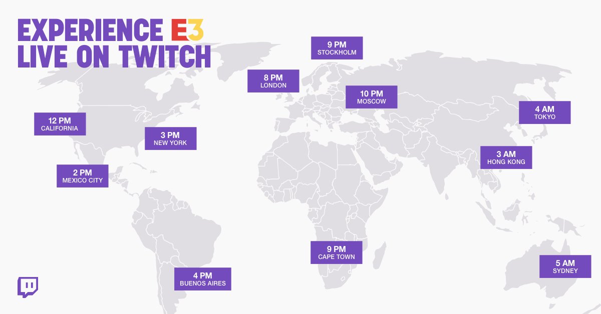 Twitch on X: #E3onTwitch returns tomorrow at 12PM PT. Watch and co-stream  it from anywhere on Earth. Well, almost anywhere. Sorry, Antarctica:    / X