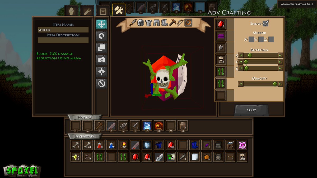 Jedic1's tweet photo. The advanced crafting UI has been revamped in Spoxel to allow for way more customization of weapons and armor #screenshotsaturday #indiedev #gamedev https://t.co/YY1ygic8mE