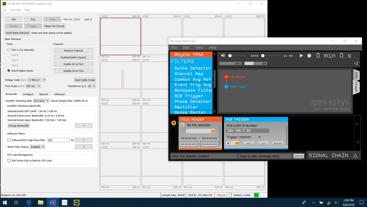 dspwi's tweet photo. Robert @dspwi will be at #NIC2018 in the @MicroLeadsNeuro booth. Stop by for info on the new DSPW @OpenEphys GUI plugin. "RCB Trigger" plugin lets you send trigger messages via Http Post from the OE GUI to your 32-ch RCB-LVDS WiFi-to-Intan interface! #Neuroscience @OpenBehavior https://t.co/AsYRemQ2D6