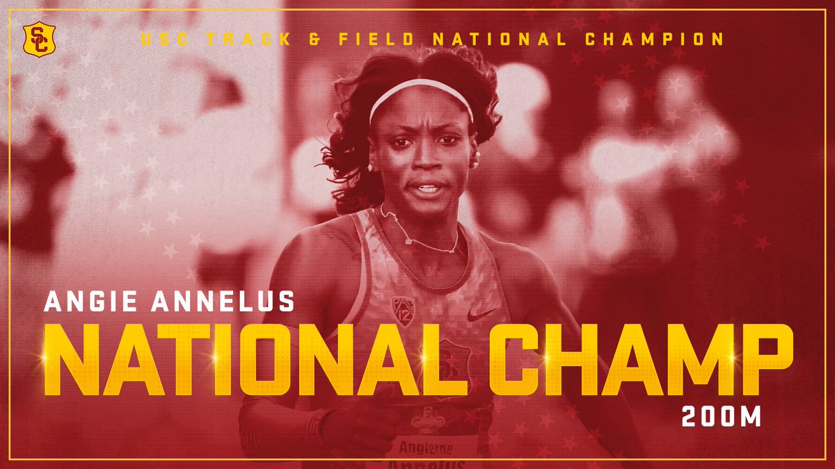 USC_Track_Field's tweet photo. Angie Annelus runs 22.76 (-2.3) to win only the second women's 200m title by a Trojan. The other 200m champ was Natasha Mayers in 2002. https://t.co/trLoOm9gKg