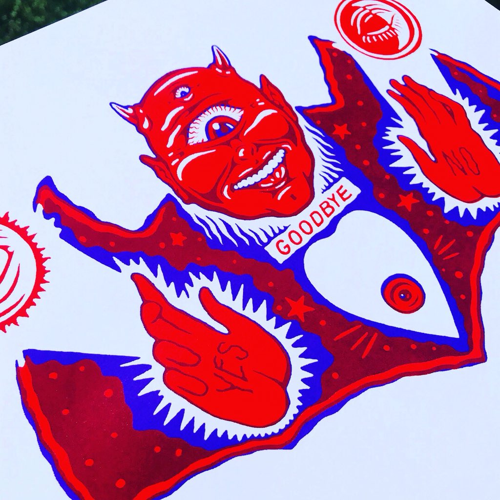 nperry07's tweet photo. 2 new prints up in the #etsyshop. 2 color signed and numbered. Letter size. $20
.
#redlegger #screenprinted #handpulledscreenprint #keeponprintingon #screenprintmaking #printmaker #comicbookads #ouija #lowbrow #weirdart #printsforsale https://t.co/DsWexS0RK3