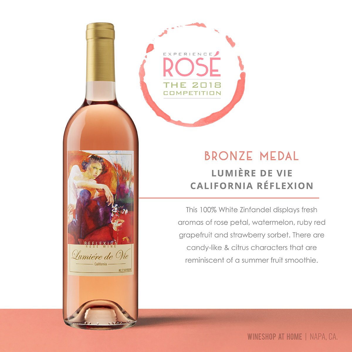 SheKnowVino's tweet photo. Our Lumière de Vie Réflexion took home a Bronze Medal at the 2018 Experience Rosé Wine Competition. Grab this popular Rosé while it lasts! https://t.co/vedlcXnVPD https://t.co/koGaL9mS6A