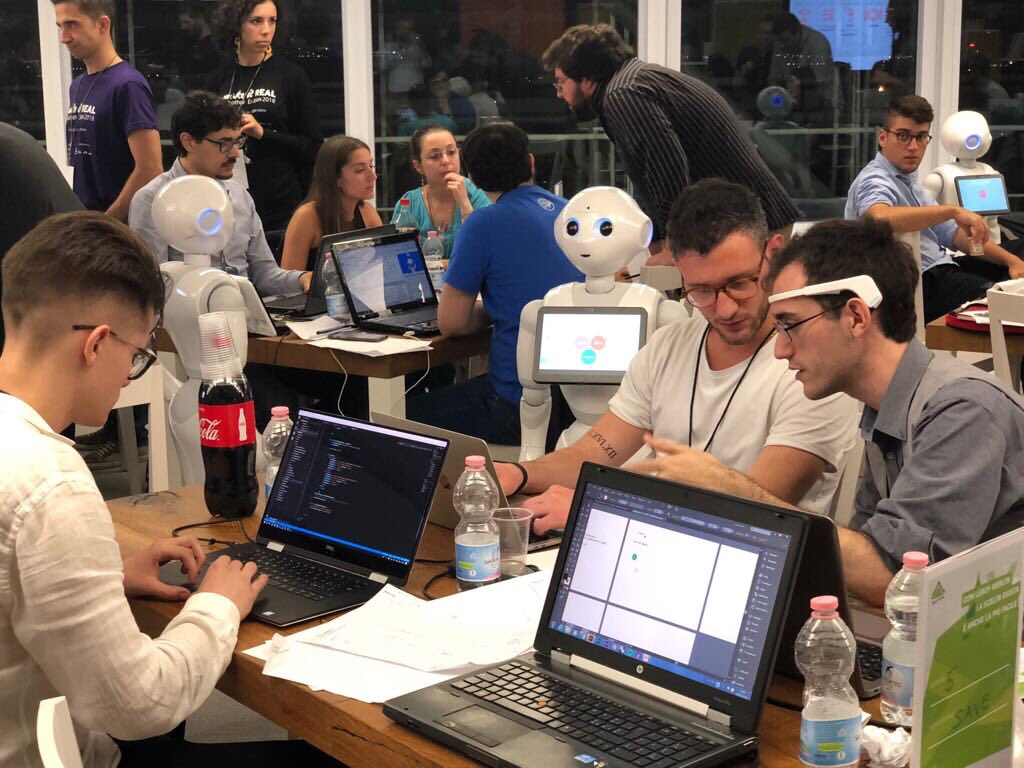 albertogaruccio's tweet photo. @intesasanpaolo @IntesaSPgiovani Here we go! Robot ๐ค talents and energy at Intesa Sanpaolo #Robothon2018 edition @AntonioSelas @ImMBM @guzmand @psb_dc @NeiraOsci @Fisher85M @charliehalkett @matteorizzi @andi_staub @floriansemle @antgrasso @@thepsironi @bedfordcj #fintech #finserv #banking #tech #robot https://t.co/0ZKeyhFPwz
