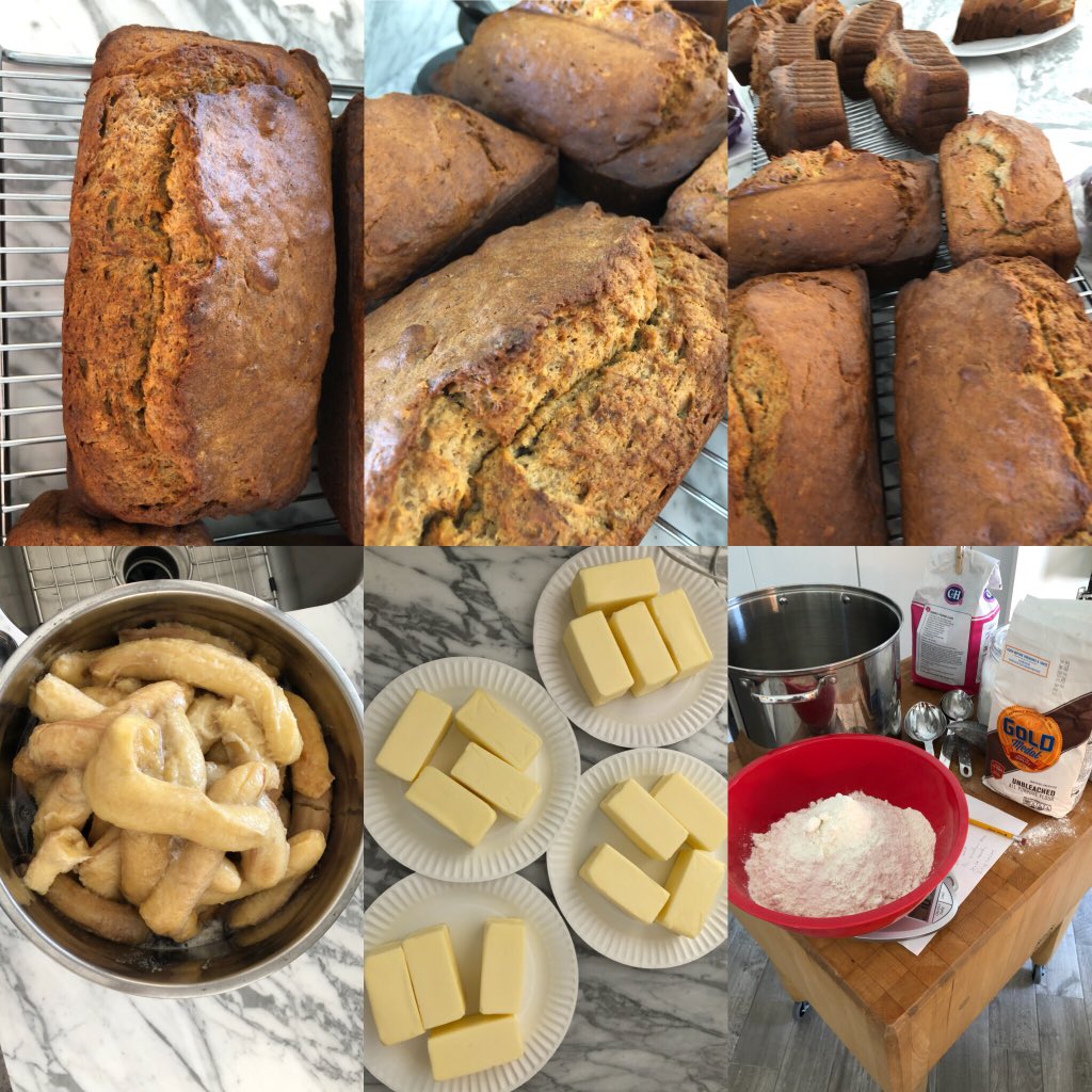 KariLake's tweet photo. Baking Day. Oven at 350° (107° outside), 50 frozen bananas, 16 sticks of butter, Chris Stapleton tunes playing=17 loaves of banana bread. #SummerInPhoenix https://t.co/D7LZ04Brjh