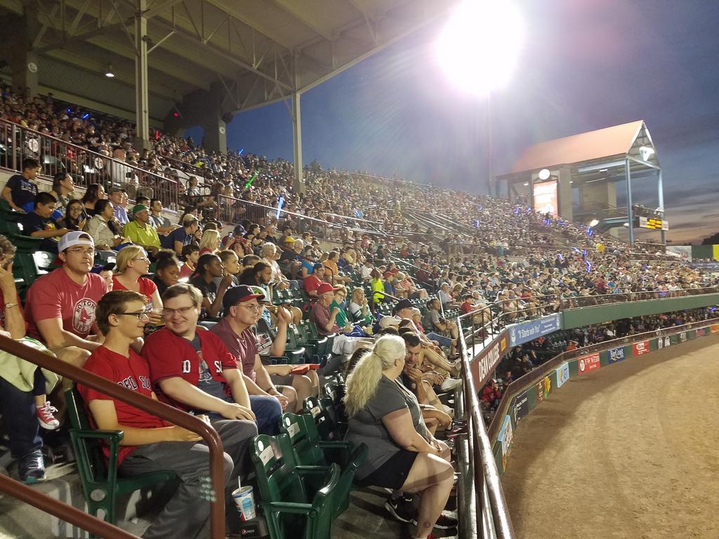 PawSoxKLady's tweet photo. @RISpeaker , @RIHouseofReps Look at the crowd at McCoy tonight, and then tell me that the @PawSox are not an important contributor to #RhodeIsland 's economy. Kindly PASS the @RISenate stadium bill. Thank you. https://t.co/QFcAu9ydLu
