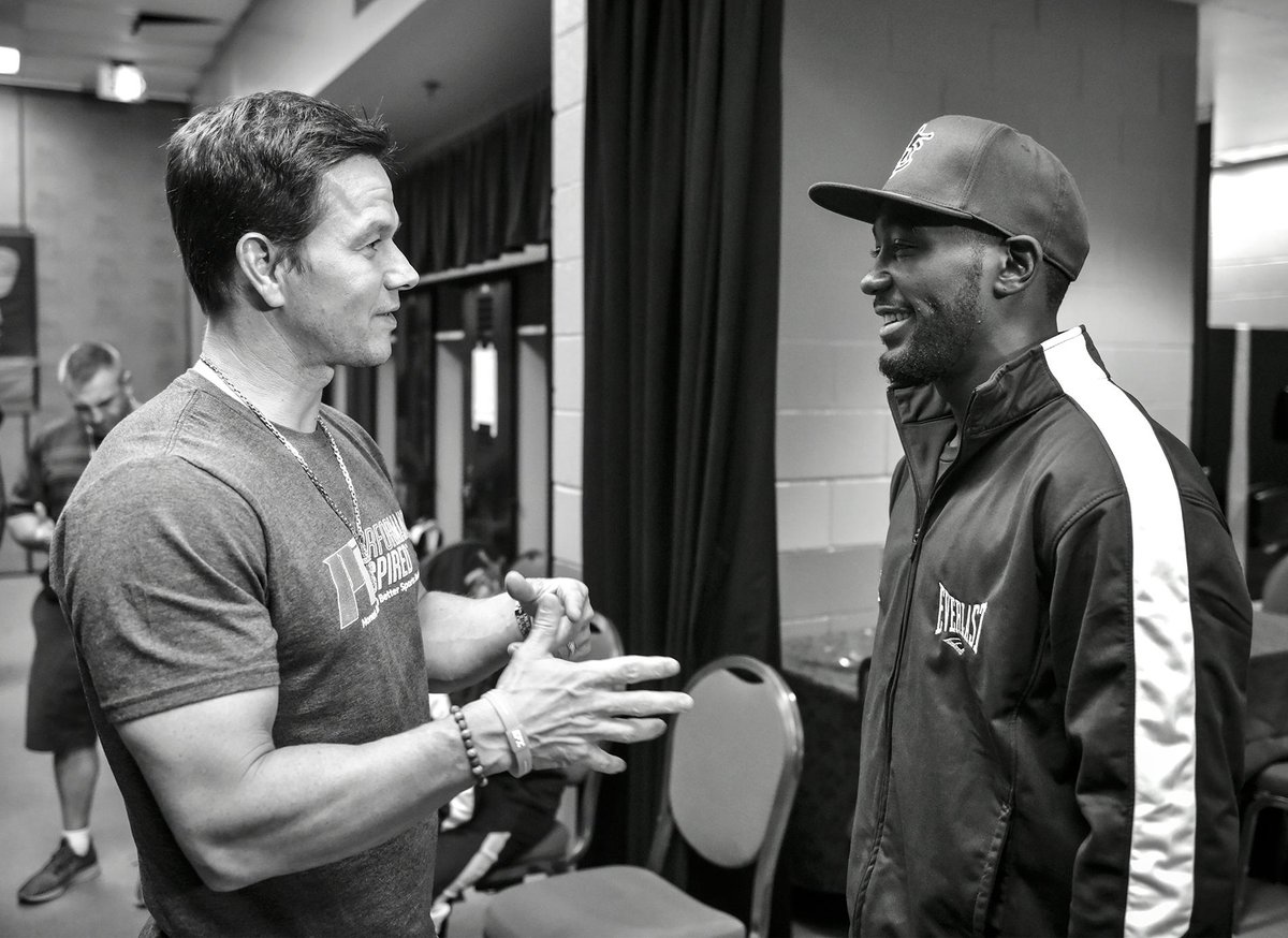 espn's tweet photo. .@markwahlberg aka "The Fighter" had some pre-fight words with @budcrawford402  📸

(via @trboxing) https://t.co/DFGXEIqMSS