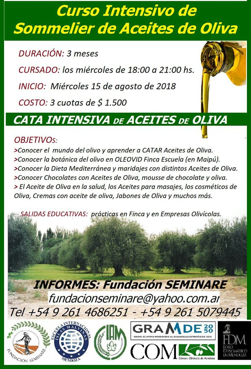 El 15 de agosto comienza un nuevo curso de SOMMELIER de ACEITES de OLIVA.<a href="/stella_vannucci/">Stella Vannucci</a> <a href="/Carlydup/">Carlina Duplessis</a> <a href="/gsguardia/">Gabriel</a> <a href="/gfrajberg/">Gabriel Frajberg</a> <a href="/gabrielfidel/">Gabriel Fidel</a> <a href="/maleabihaggle/">Gabriela Abihaggle</a>