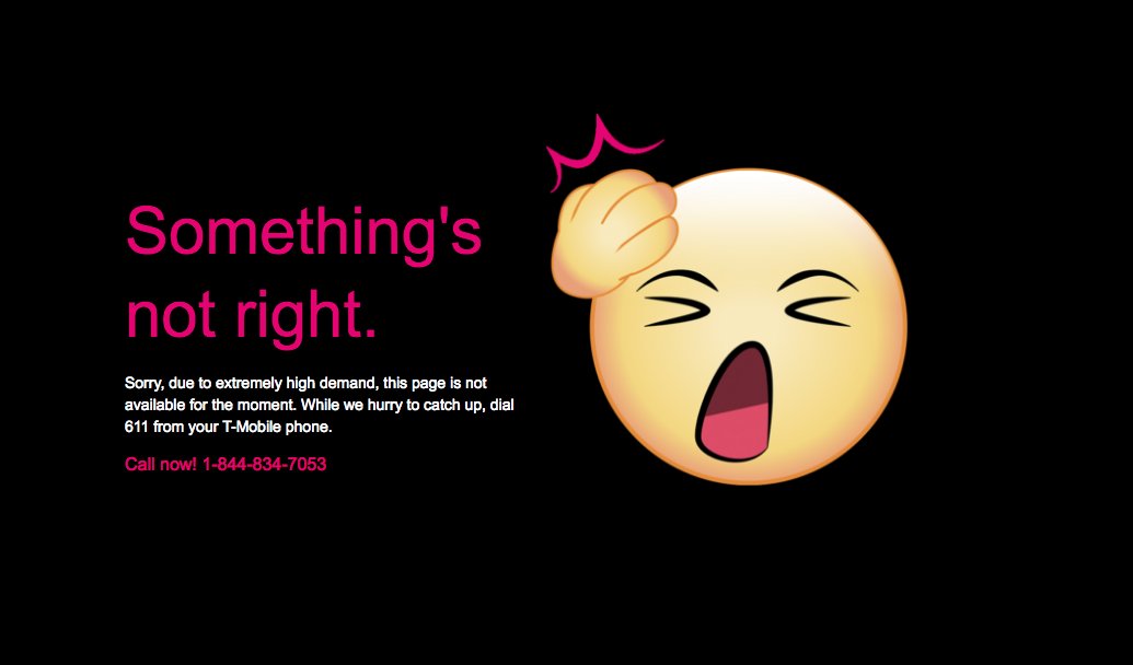 philipf's tweet photo. @TMobile @TMobileHelp Tried to make a call &amp; my T-Mobile service is down.  And so is the website.  Is this a big outtage? https://t.co/4B65b546Qz
