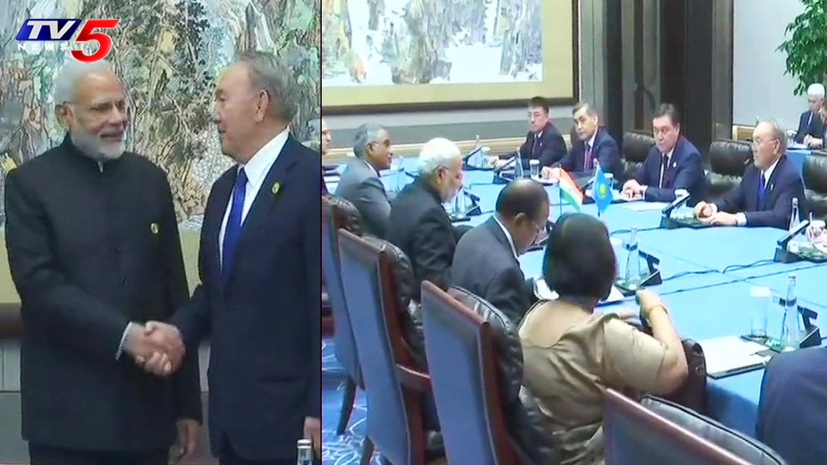 tv5newsnow's tweet photo. PM Narendra Modi held a meeting with President of Kazakhstan Nursultan Nazarbayev on the sidelines of SCO Summit in China's Qingdao.
#SCOSummit2018 #Qingdao #QingdaoSummit #PMModi #PMModiAtSCO 
#Kazakhstan #NursultanNazarbayev #China #KazakhistanPresident https://t.co/RVWVSlMq3d