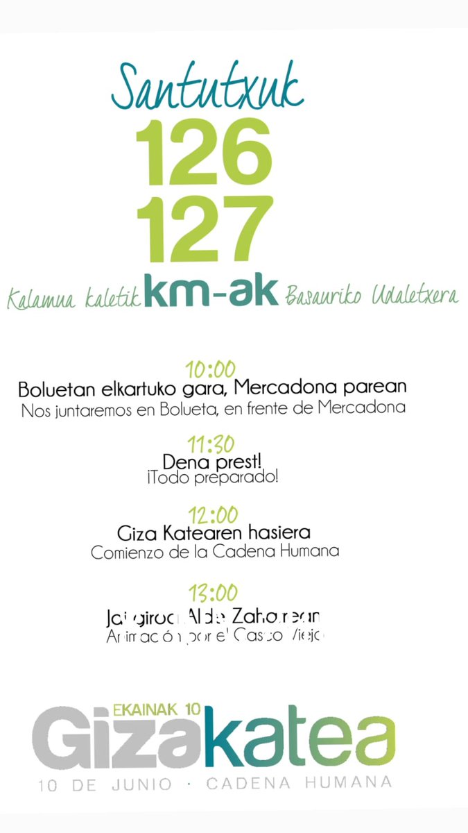 ik0itz's tweet photo. Erabakitzeko. Horretarako hartuko diogu eskua elkarri, gure bizitzetako erabaki guztiak guk geuk hartu nahi ditugulako!
Dena prest #Santutxu-n #126km eta #127km-ak ilusioz betetzeko!
#GizaKatea #BasquesDecide https://t.co/FDpEGd2HKW